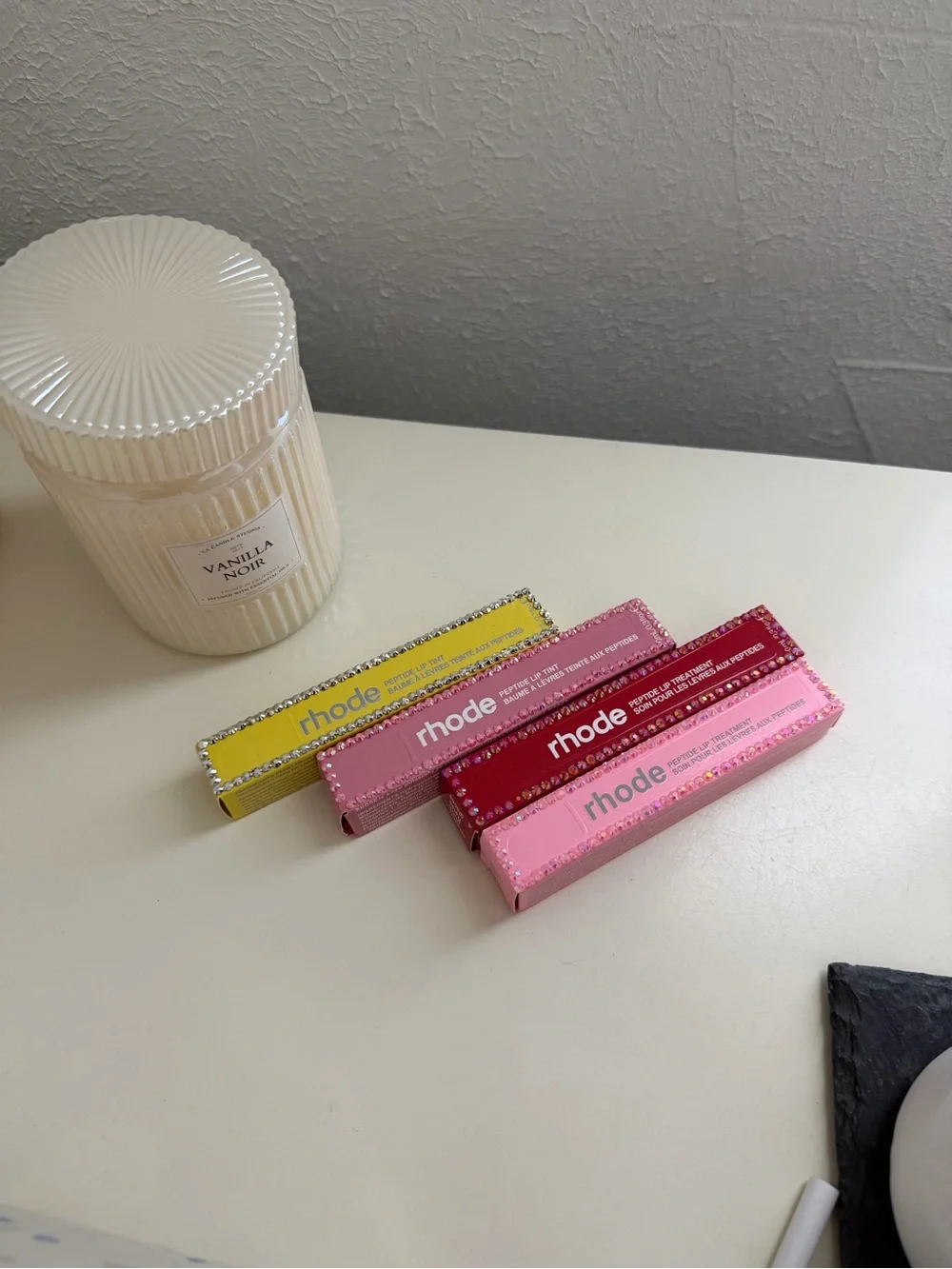 RHODE Lip Set in Pink & Red Beddazled boxes